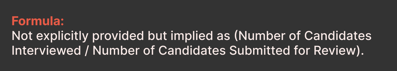 Total applications to candidates interviewed ratio formula